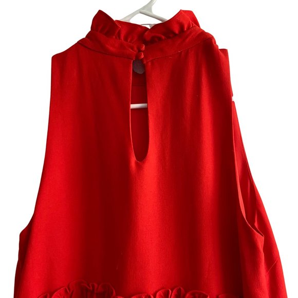 Anthropologie Elliatt Sonnet Red Ruffled Trapeze Ruffle Swing Dress Mock Neck, S - Picture 6 of 11